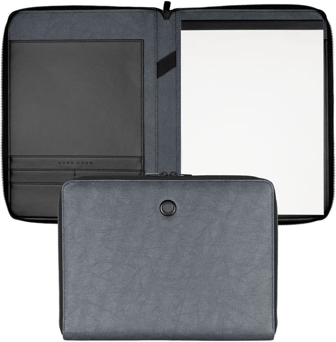 HUGO BOSS Schrijfmappen Gleam Writing Set Grey / Gun Zilverkleurig