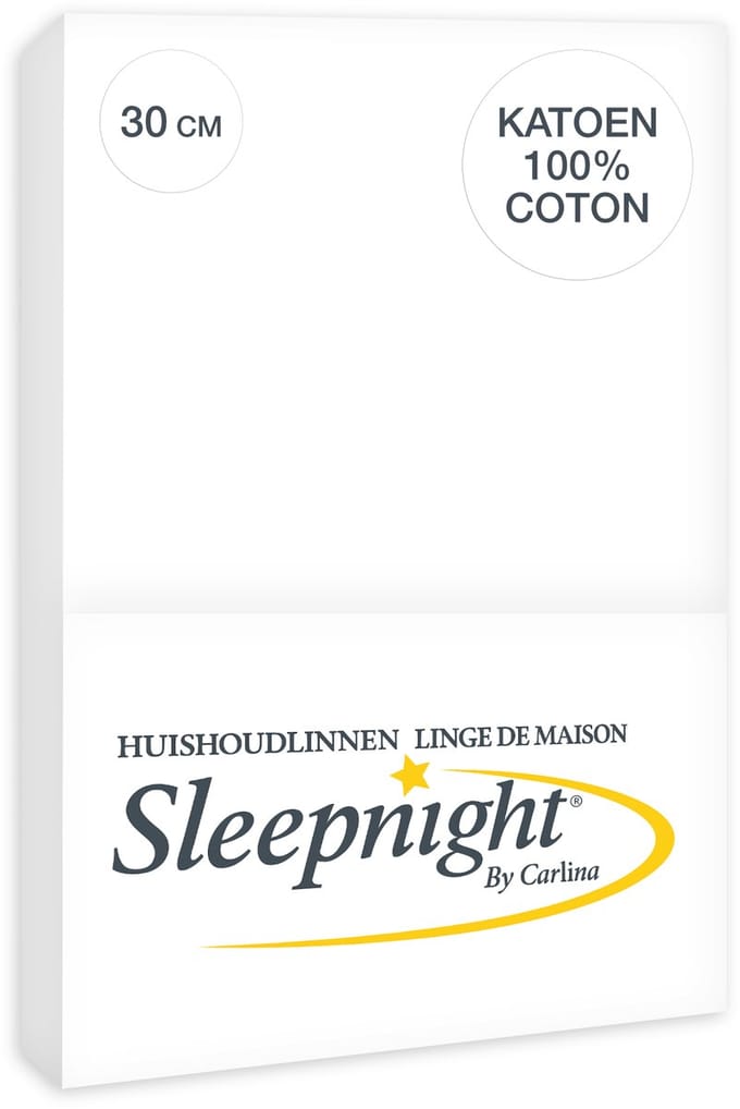 Sleepnight Hoeslaken Katoen 30 cm Wit - 90 x 200 cm - [Wit]