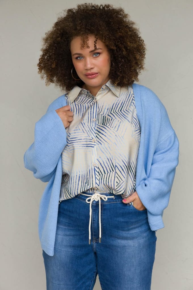 YESTA Vajenna Tops - Light Blue/Multi-Col - maat 3(52)