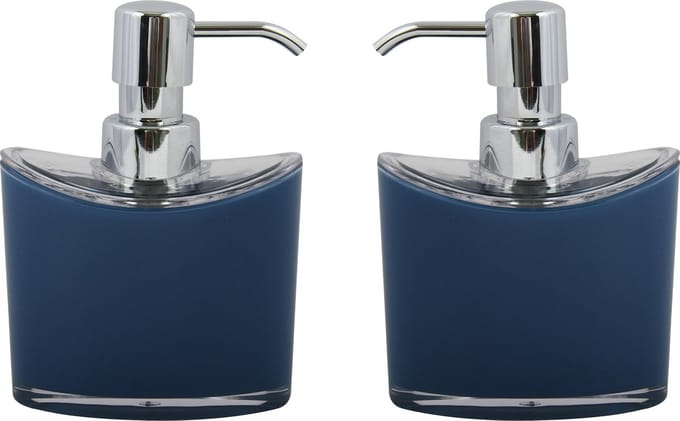 MSV Zeeppompje/dispenser Aveiro - 2x - PS kunststof - donkerblauw/zilver - 11 x 14 cm - 260 ml