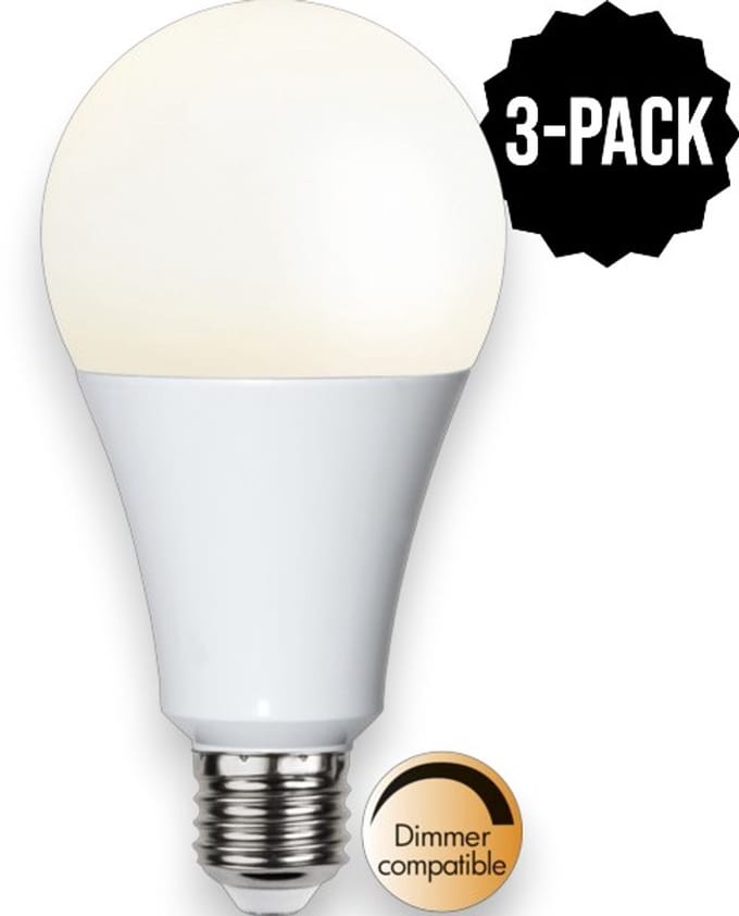 3-Pack | Standaard bol - E27 - 18W - Extra Warm Wit - 2700K - Dimbaar - Opaal