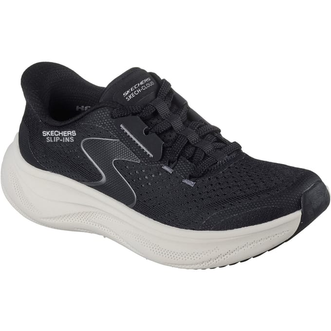 Skechers Skech Cloud Plush Horizon Polyester Dames Sneakers Zwart/Wit