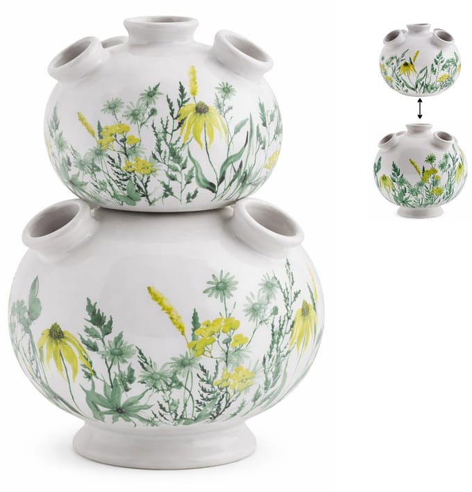 Tulpenvaas Set van 2 – Stapelbaar – Keramiek – Botanisch – Bloemenvaas - Groen