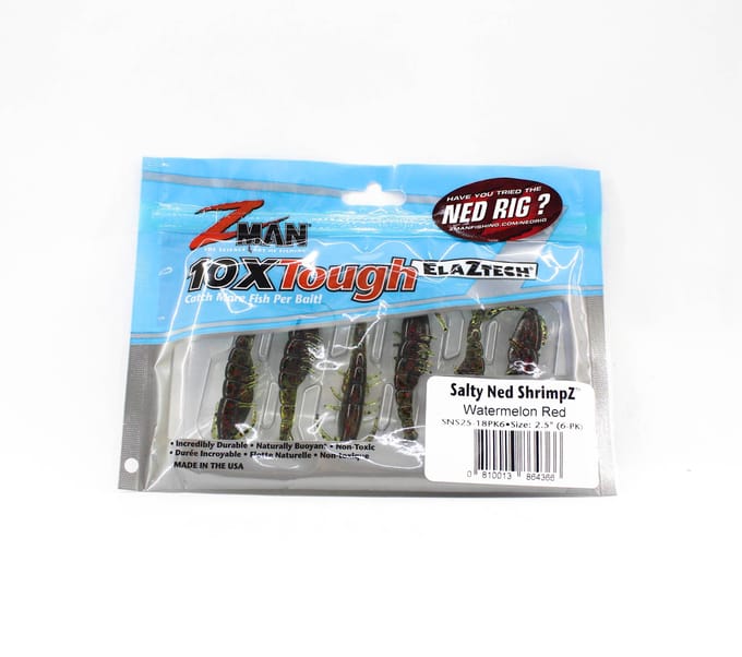Zman Soft Lure Salty Ned ShrimpZ 2,5 Inch 6/Pack Watermeloen Rood (4366) blue