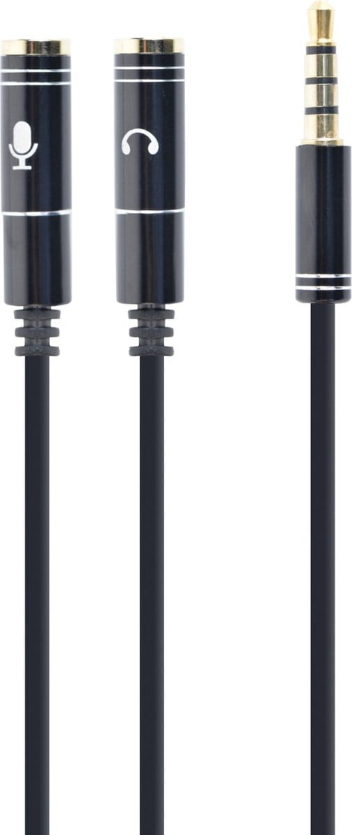 Premium 3.5 mm audio + microfoon adapterkabel, zwart