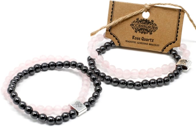 Dubbele Magnetische Gemstone Armband - Rose Quarz