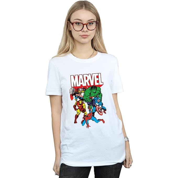Marvel Dames/Dames Hero Group Katoenen Vriendje T-shirt (Wit)