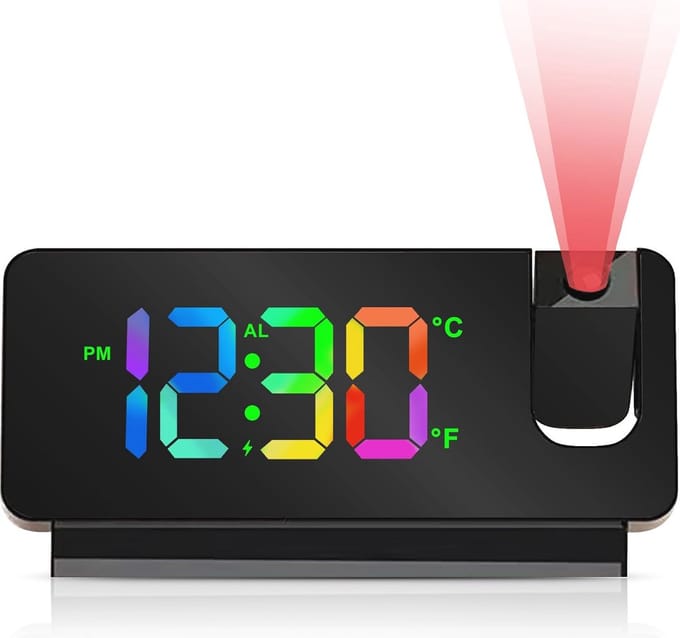 Digitale Projectiewekker met 180° Projectie en Temperatuurweergave - USB & Batterijvoeding - Ideaal voor Slaapkamer
