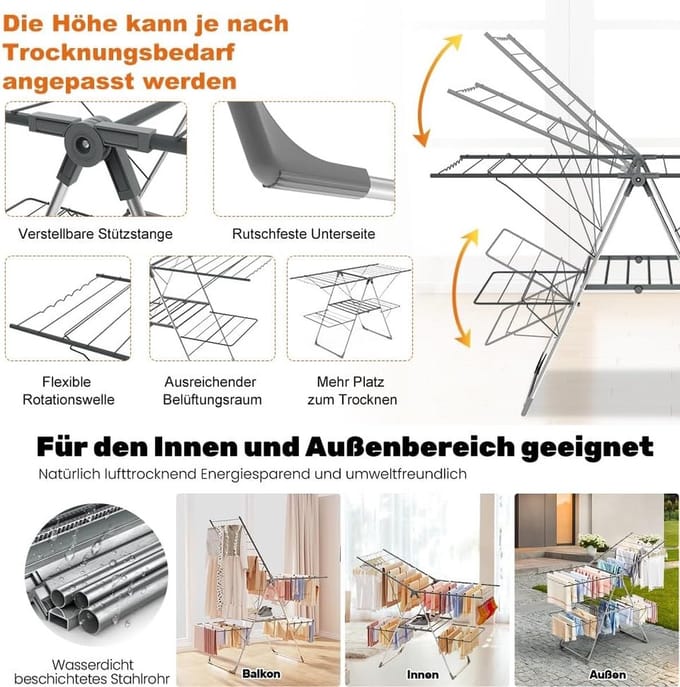 Luxe wasrek – droogrek – inklapbaar - wasdroogrek