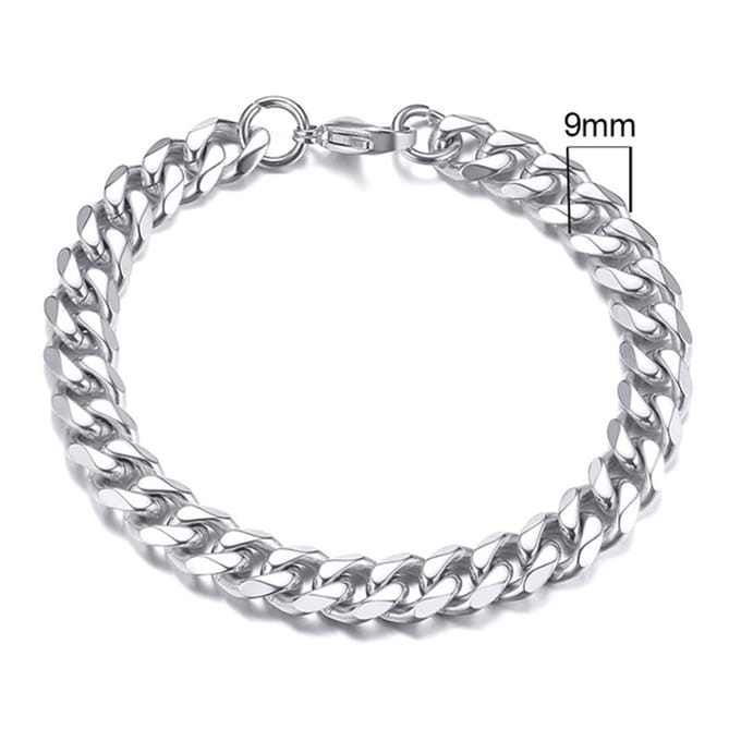Zilverkleurige Roestvrij Stalen Armband 9mm - LMPiercings