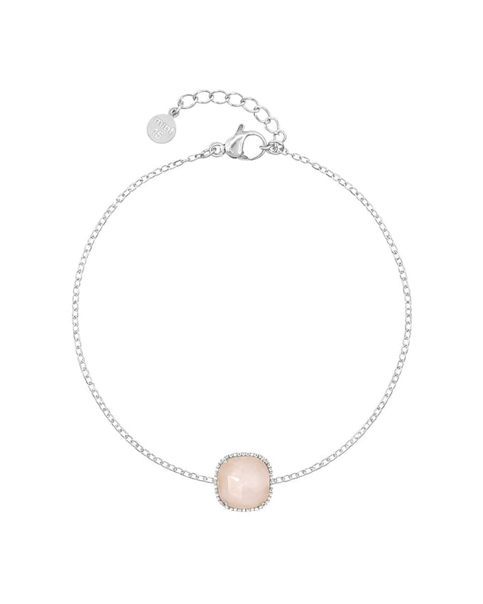Mint15 Rozenkwarts Armband - Zilverkleur RVS/Stainless Steel