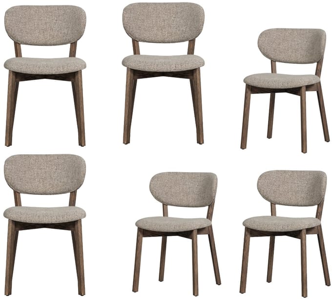 WOOOD Udar Eetkamerstoelen Houten Frame - Donkerbruin - Set van 6