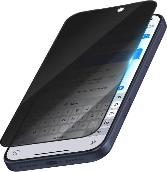 Tactical, Screenprotector geschikt voor iPhone 17 Pro - Privacy Tempered Glass 5D, Transparant zwart
