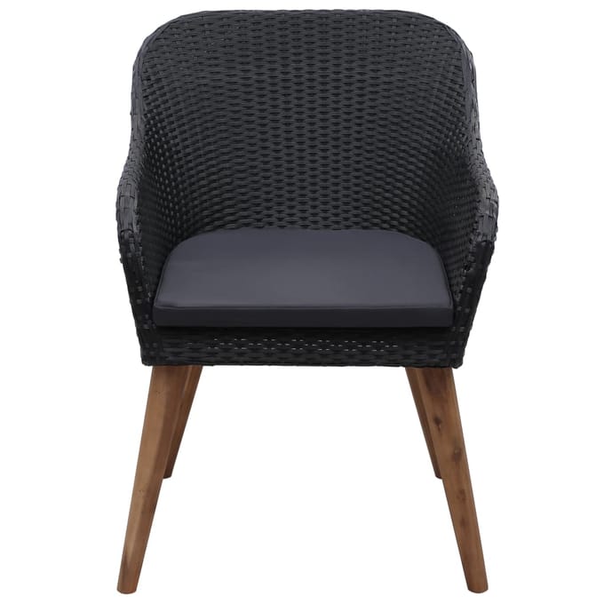 vidaXL - Tuinstoelen - 2 - st - met - kussens - poly - rattan - zwart