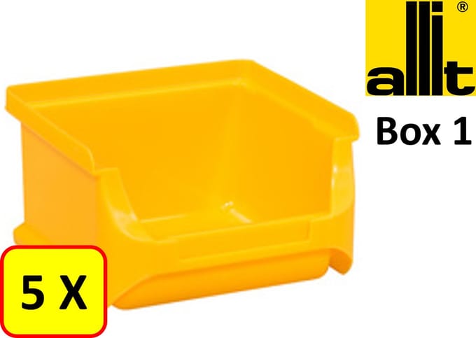 5 x Magazijnbak - grijpbak - stapelbak Allit - ProfiPlus Box 1 - 0,3 L - PP - geel