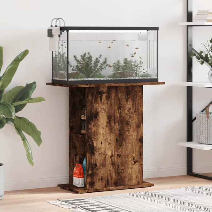 vidaXL - Aquariumstandaard - 75x36x72,5 - cm - bewerkt - hout - gerookt - eiken