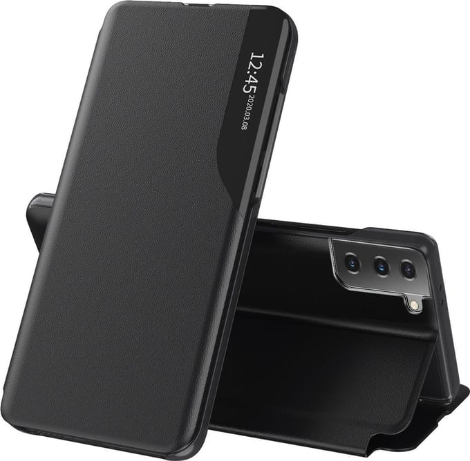 Hoesje geschikt voor Samsung Galaxy S21 FE - Techsuit eFold Book Case - Zwart