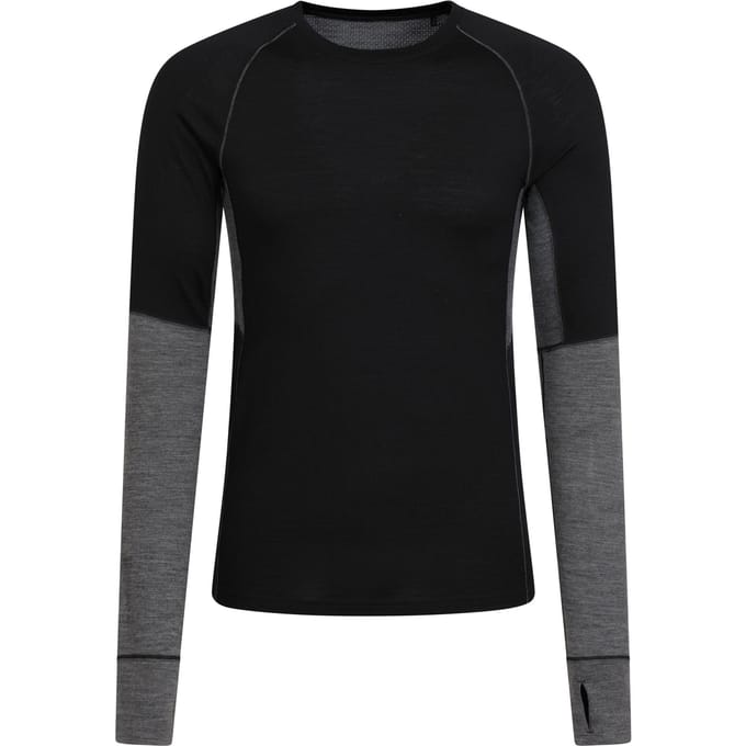 Mountain Warehouse Heren Ultra Merino Wol Ronde Hals Base Layer Top (Zwart)