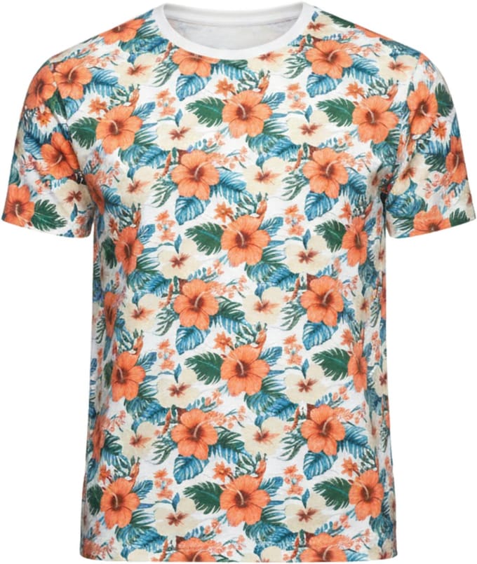 OMBRE T-shirt - Katoen - Korte Mouw - Gebloemd Gebroken Wit S