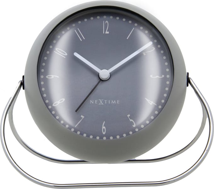 NeXtime Bubble Alarm Clock – Tafelwekker – 14 × 12 × 8 cm – Metaal – Grijs – Stil
