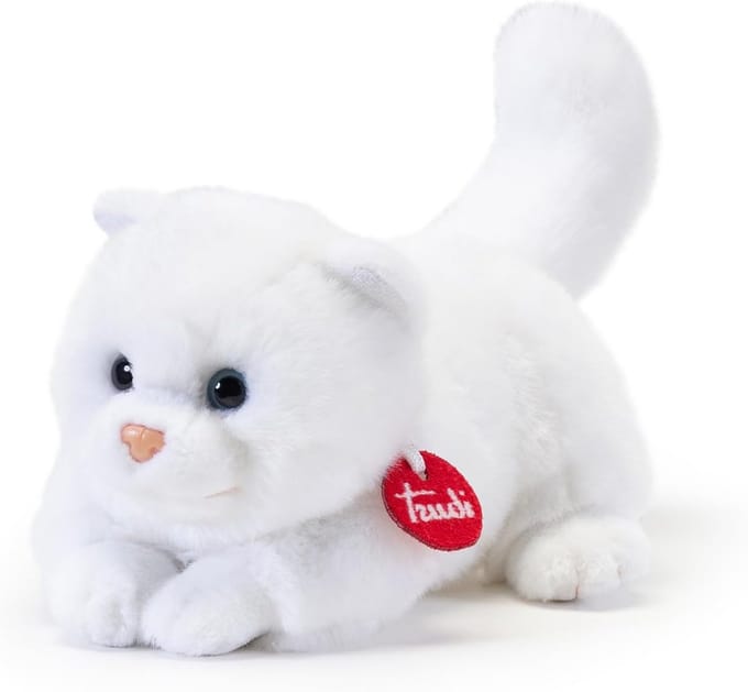 Pluche Kat - Knuffel Dier - Cadeau Geven - Gedetailleerd Design - 16 x 19 x 22 cm - Wit