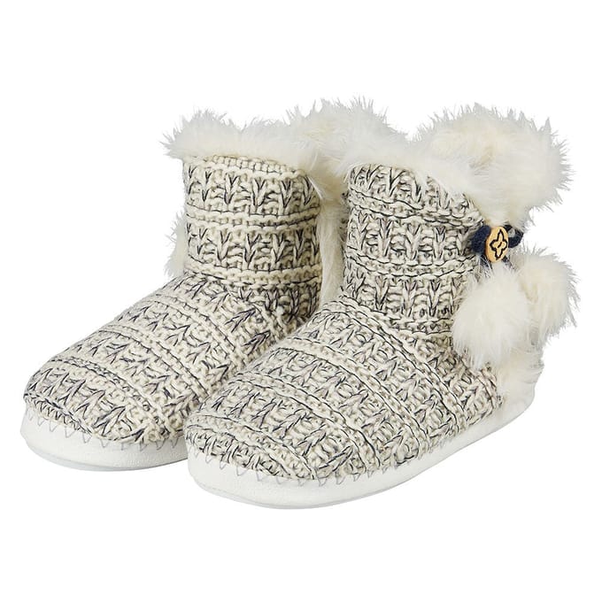 Hoge dames sloffen gebreid - 41/42 / Beige/blauw