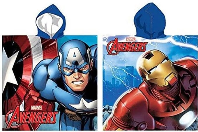 Marvel Avengers Kinder Badponcho - Captain America & Iron Man - Strandhanddoek met Capuchon - One Size - 110 x 55 cm