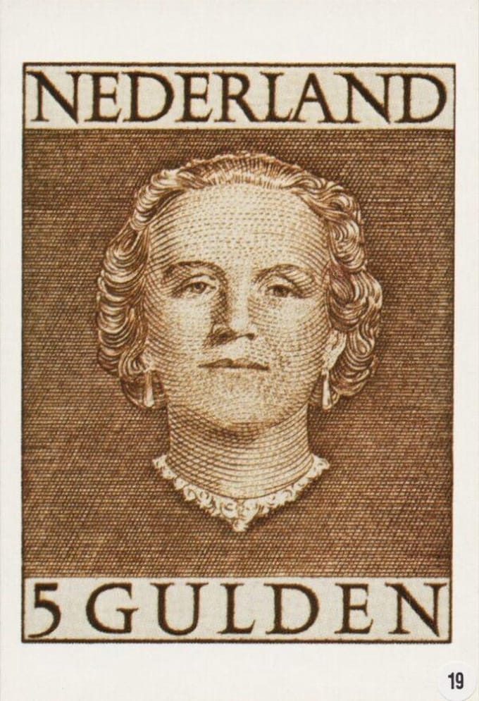 Briefkaart met afbeelding Koningin Juliana postzegel