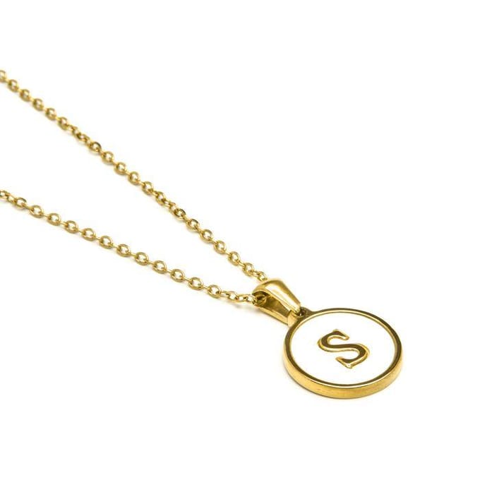 Luxenter collier in wit parelmoer afgewerkt in 18K geel goud - Alfabet