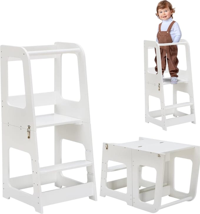 White-Label Leertoren - Keukenhulp - Learning Tower - Veilig - Wit