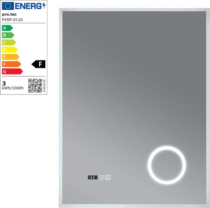 Spiegel Lizzano met LED verlichting 80x60x3 cm wit