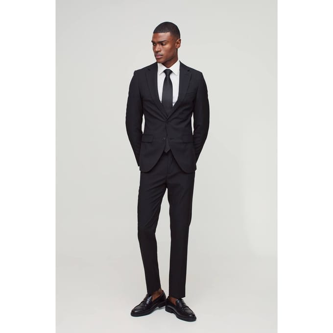 Skinny Single Breasted Suit Jacket | Black | Size 52