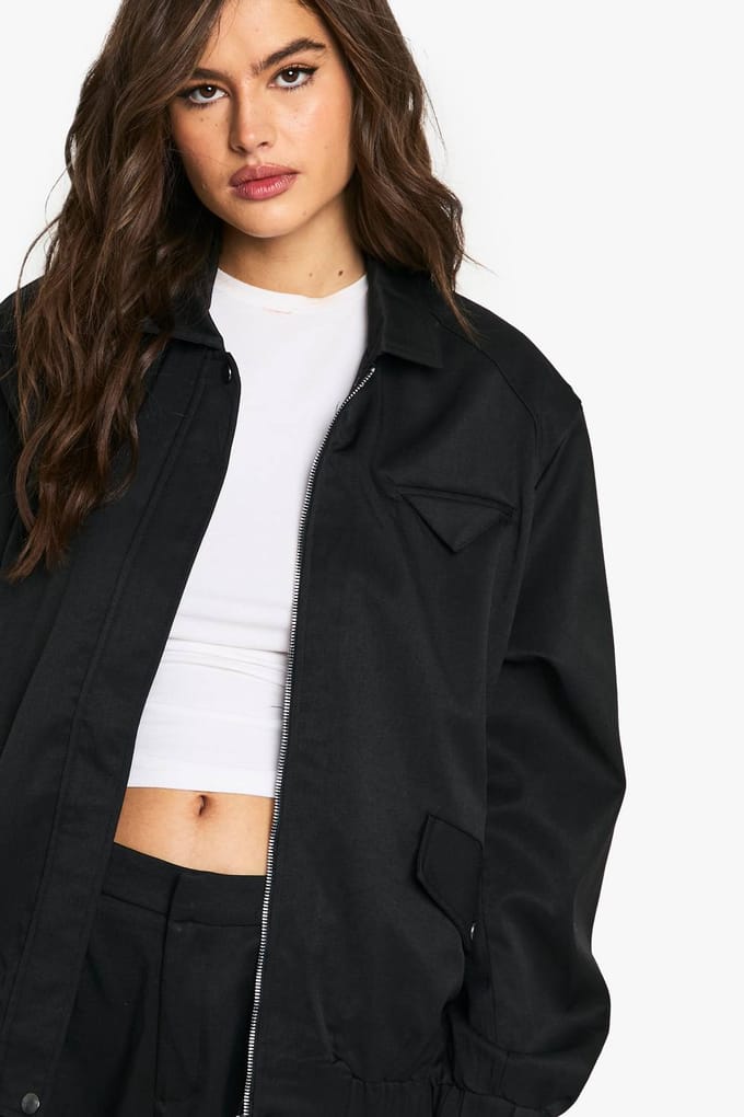 boohoo Dames Tailored Oversized Bomber | Zwart | Maat: 36