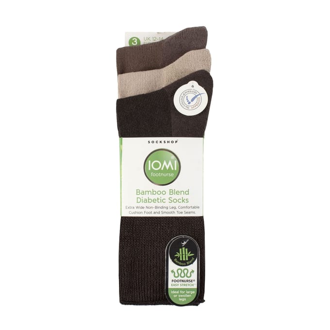 3 Pack Extra Breed Bamboe Diabetessokken voor Opgezette Benen