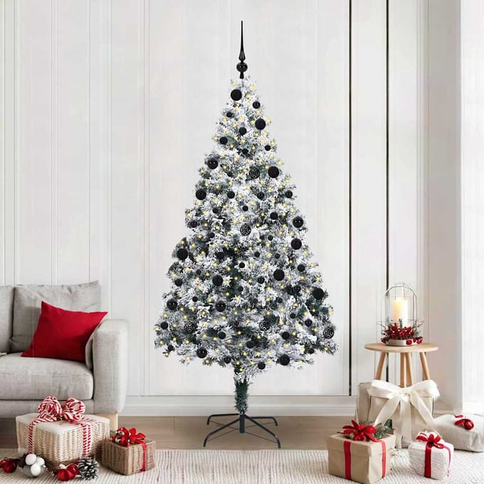vidaXL - Kunstkerstboom - Wit - 210 - cm - PVC - en - Staal - en - Kunststof