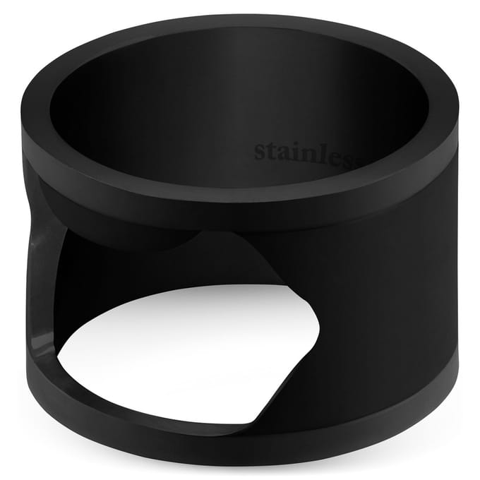 Zwarte Stalen Ring en Flesopener