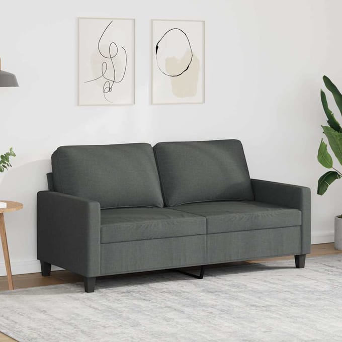 vidaXL - Tweezitsbank - 140 - cm - stof - donkergrijs