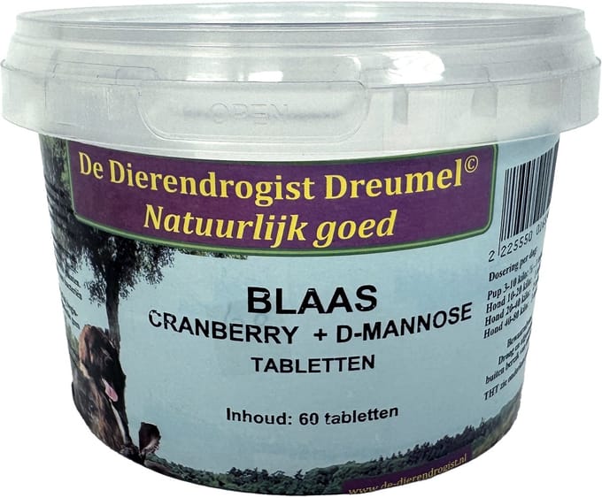 Blaas Cranberry D-Mannose Tabletten - Dierendrogist - Ondersteuning Urinewegen - 60 tbl