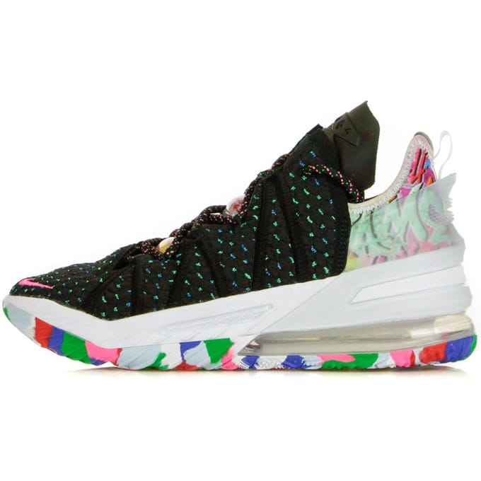 Lebron Xviii Hoge herenschoen Zwart/roze Blast/multicolor