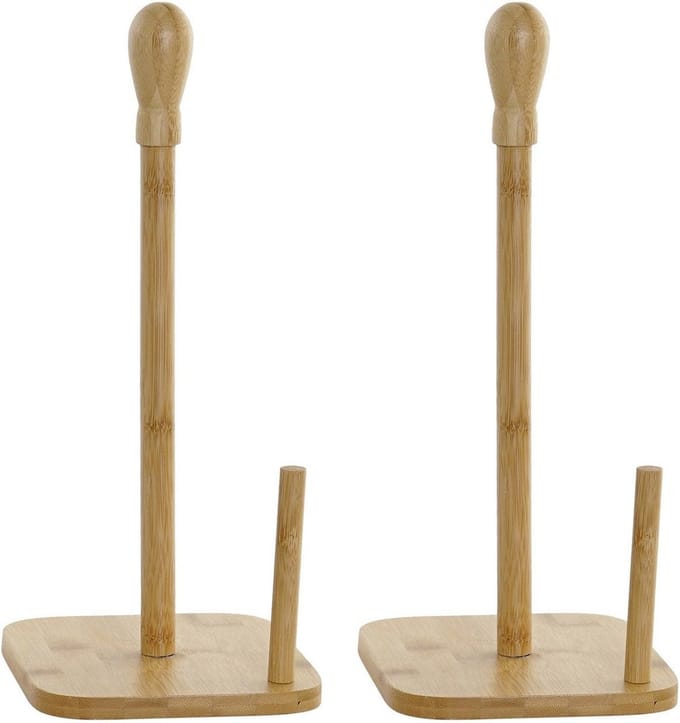 2x stuks keukenrol houder bamboe hout 15 x 34 cm