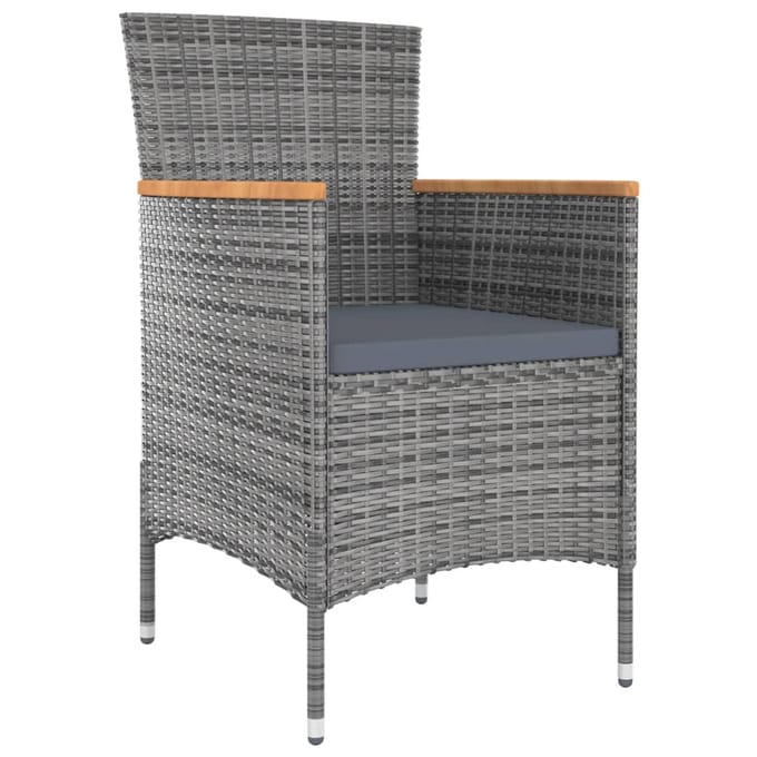 vidaXL - 5-delige - Tuinset - met - kussens - poly - rattan - grijs