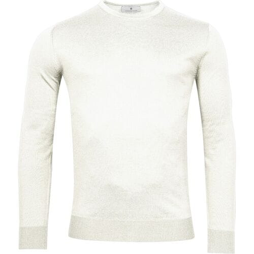 Thomas Maine Trui Ronde Hals Single Knit Merino Wool Ecru / male