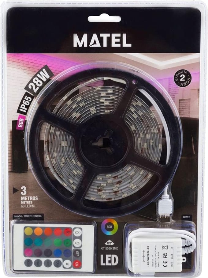 Complete set - 3 meter led strip - RGB - Waterproof