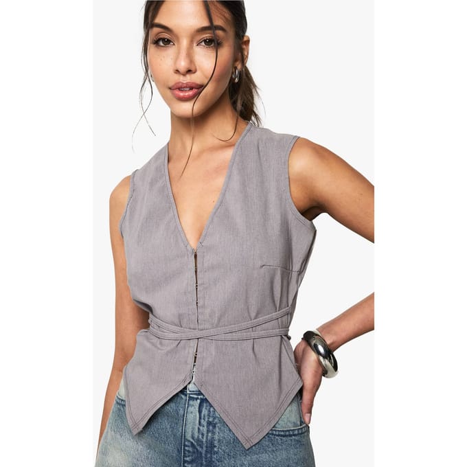 boohoo Dames Marl Bengaline Gilet met haak-en-oogsluiting | Ash Grey | Maat: 14