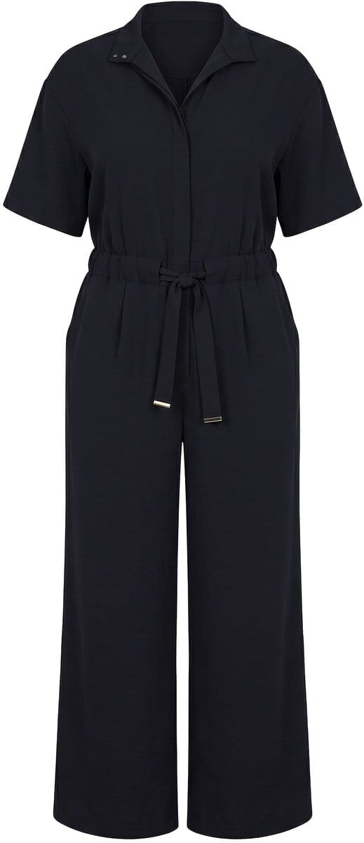 Studio Untold - Dames - Jumpsuit oversized opstaande kraag rits - Zwart - Maat 54+