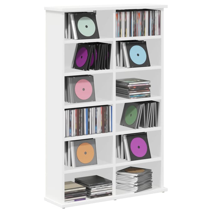 vidaXL - CD - Kast - Wit - 60 - x - 17 - x - 92 - cm - Bewerkt - hout