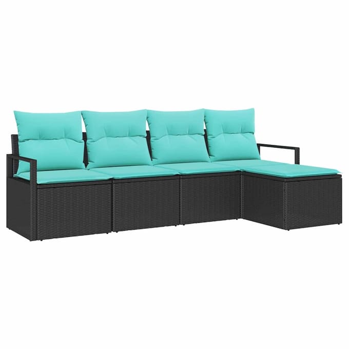 vidaXL Bankstel 5 st Zwart poly rattan