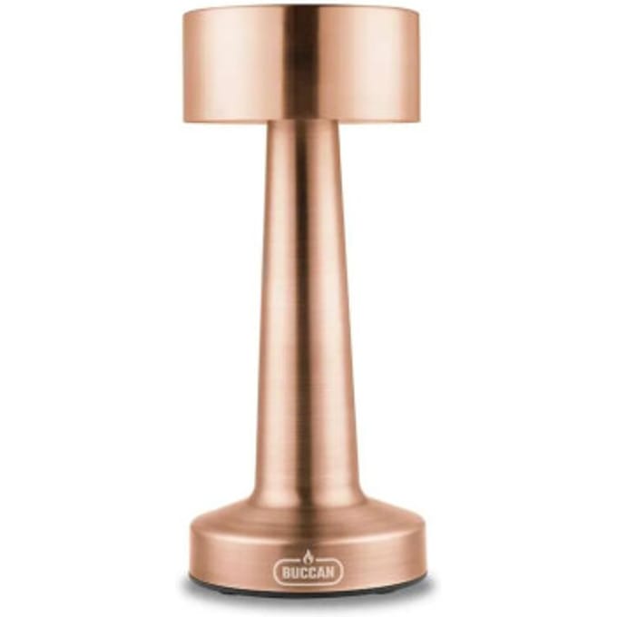 Buccan Buccan dumbbell tafellamp rosegoud 3 lichtstanden en touchpanel