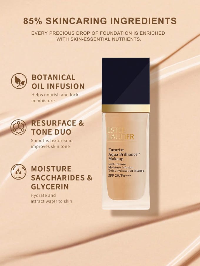 Estée Lauder Futurist Aqua Brilliance Make-up 1 FL.OZ./ 30ML 2C0 COOL VANILLA beige