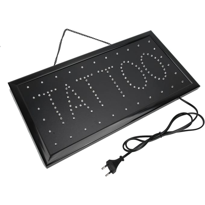 Tattoo Shop LED Bord Tattoo Piercing Winkel Open Bord met Ketting Accessoire EU Plug